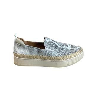 Franco Sarto Platform Slip On Sneakers Grey Taupe Size 8 Snakeskin